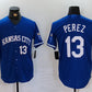 Kansas City Royals #13 Salvador Perez Number Royal Cool Base Stitched Baseball Jerseys