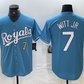 Kansas City Royals #7 Bobby Witt Jr Number Light Blue Cool Base Stitched Baseball Jersey