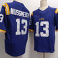 L.Tigers #13 Garrett Nussmeier Purple FUSE Stitched American College Jerseys