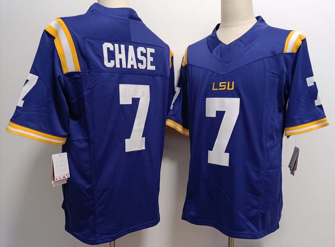 L.Tigers #7 JaMarr Chase Purple FUSE Stitched American College Jerseys