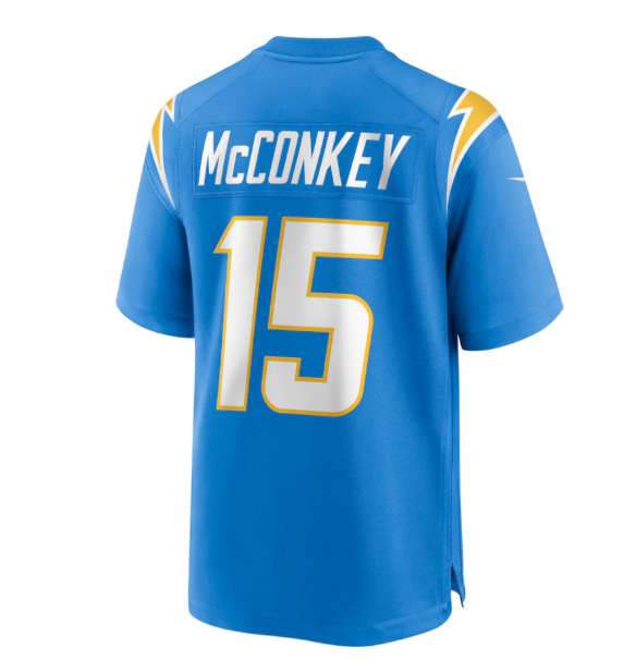 LA.Chargers #15 Ladd McConkey 2024 Draft Player Game Jersey - Powder Blue American Football Jerseys