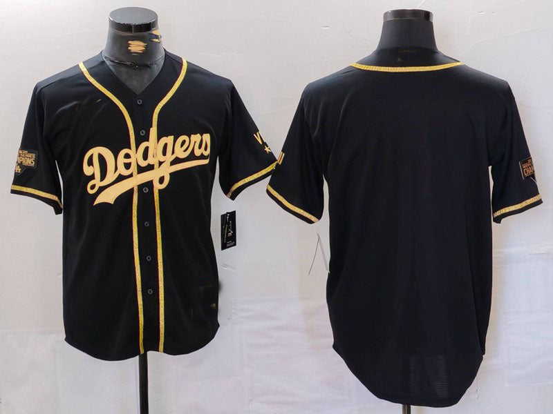 Los Angeles Dodgers Blank Black Gold World Series Champions Cool Base Stitched Baseball Jerseys