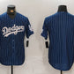 Los Angeles Dodgers Blank Navy Pinstripe Stitched Cool Base Baseball Jerseys