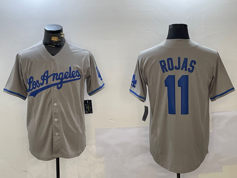 Los Angeles Dodgers #11 Miguel Rojas Grey With los Cool Base Stitched Baseball Jerseys