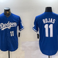 Los Angeles Dodgers #11 Miguel Rojas Number Blue Cool Base Stitched Baseball Jerseys