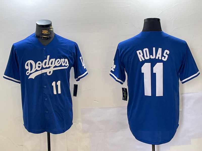 Los Angeles Dodgers #11 Miguel Rojas Number Blue Cool Base Stitched Baseball Jerseys