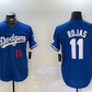 Los Angeles Dodgers #11 Miguel Rojas Number Blue Cool Base Stitched Baseball Jerseys