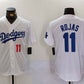 Los Angeles Dodgers #11 Miguel Rojas Number White Cool Base Stitched Baseball Jerseys