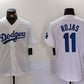 Los Angeles Dodgers #11 Miguel Rojas Number White Cool Base Stitched Baseball Jerseys