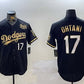 Los Angeles Dodgers #17 Shohei Ohtani Black Gold 2024 World Series Champions Cool Base Stitched Baseball Jersey