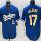 Los Angeles Dodgers #17 Shohei Ohtani Blue Gold Stitched Cool Base Jerseys Baseball Jersey