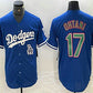 Los Angeles Dodgers #17 Shohei Ohtani Blue Green Stitched Cool Base Jersey Baseball Jersey