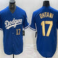 Los Angeles Dodgers #17 Shohei Ohtani Number Blue Gold Stitched Cool Base Jersey Baseball Jerseys