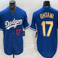 Los Angeles Dodgers #17 Shohei Ohtani Number Blue Gold Stitched Cool Base Jerseys Baseball Jerseys