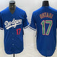 Los Angeles Dodgers #17 Shohei Ohtani Number Blue Green Stitched Cool Base Jersey Baseball Jerseys