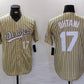 Los Angeles Dodgers #17 Shohei Ohtani Number Cream Pinstripe Cool Base Stitched Baseball Jerseys