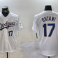 Los Angeles Dodgers #17 Shohei Ohtani Number White Gold Championship Stitched Cool Base Baseball Jerseys