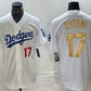 Los Angeles Dodgers #17 Shohei Ohtani Number White Gold Stitched Cool Base Jersey Baseball Jersey