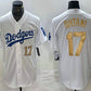 Los Angeles Dodgers #17 Shohei Ohtani Number White Gold Stitched Cool Base Jerseys Baseball Jersey