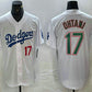 Los Angeles Dodgers #17 Shohei Ohtani Number White Green Stitched Cool Base Jersey Baseball Jersey