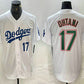 Los Angeles Dodgers #17 Shohei Ohtani Number White Green Stitched Cool Base Jerseys Baseball Jersey