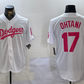 Los Angeles Dodgers #17 Shohei Ohtani Number White Pink Limited Cool Base Stitched Baseball Jersey