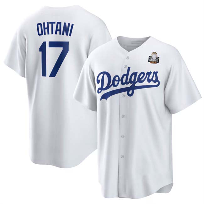 Los Angeles Dodgers #17 Shohei Ohtani White 2024 World Series Cool Base Stitched Baseball Jersey