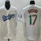 Los Angeles Dodgers #17 Shohei Ohtani White Green Stitched Cool Base Jerseys Baseball Jersey