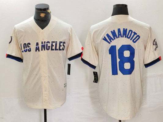 Los Angeles Dodgers #18 Yoshinobu Yamamoto Cream 2024 City Connect Limited Stitched Baseball Jersey