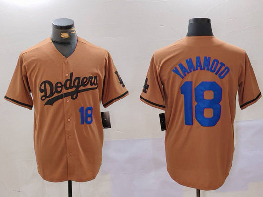 Los Angeles Dodgers #18 Yoshinobu Yamamoto Number Olive Cool Base Limited Stitched Baseball Jerseys