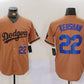 Los Angeles Dodgers #22 Clayton Kershaw Number Olive Cool Base Limited Stitched Baseball Jerseys