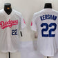 Los Angeles Dodgers #22 Clayton Kershaw White Pink Vin & Kobe Patch Stitched Baseball Jersey