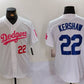 Los Angeles Dodgers #22 Clayton Kershaw White Pink Vin & Kobe Patch Stitched Baseball Jersey