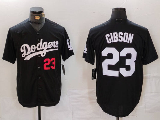 Los Angeles Dodgers #23 Kirk Gibson Number Black Cool Base Stitched Baseball Jersey