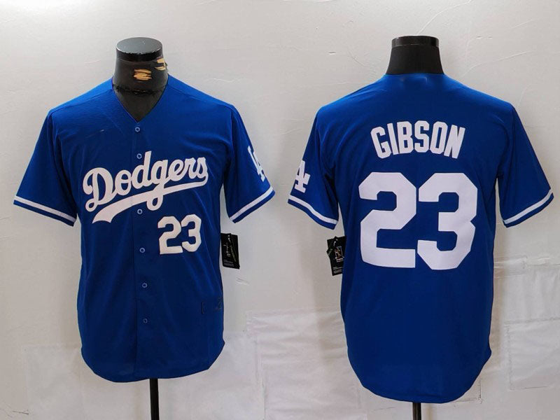 Los Angeles Dodgers #23 Kirk Gibson Number Blue Cool Base Stitched Baseball Jersey