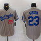 Los Angeles Dodgers #23 Kirk Gibson Number Grey With los Cool Base Stitched Baseball Jersey