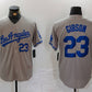 Los Angeles Dodgers #23 Kirk Gibson Number Grey With los Cool Base Stitched Baseball Jersey