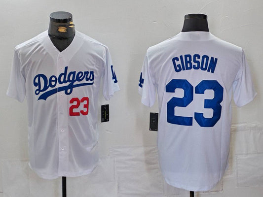 Los Angeles Dodgers #23 Kirk Gibson Number White Cool Base Stitched Baseball Jersey