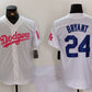 Los Angeles Dodgers #24 Kobe Bryant White Pink Vin & Kobe Patch Stitched Baseball Jersey