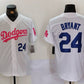 Los Angeles Dodgers #24 Kobe Bryant White Pink Vin & Kobe Patch Stitched Baseball Jersey