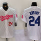 Los Angeles Dodgers #24 Kobe Bryant White Pink Vin & Kobe Patch Stitched Baseball Jersey