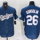 Los Angeles Dodgers #26 Tony Gonsolin Navy Blue Pinstripe Stitched Cool Base Baseball Jersey