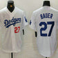 Los Angeles Dodgers #27 Trevor Bauer Number White Stitched Baseball Jersey