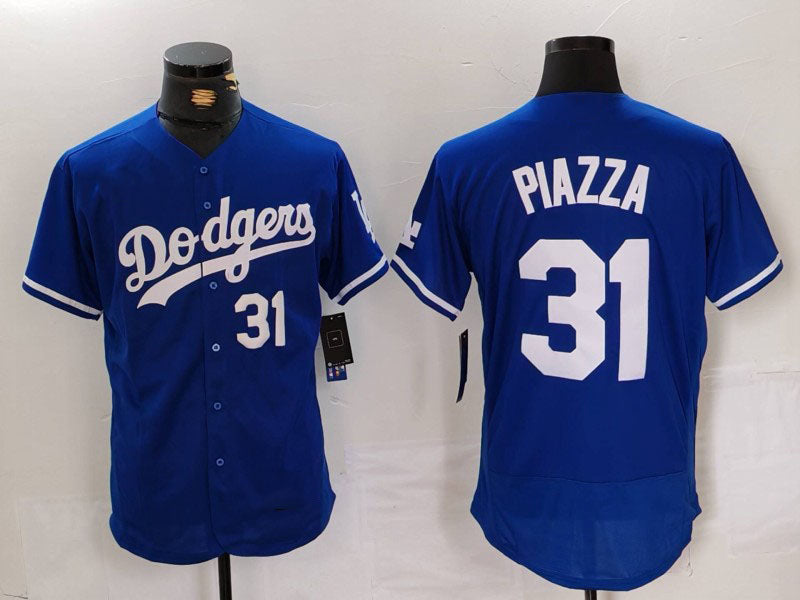 Los Angeles Dodgers #31 Mike Piazza Number Blue Flex Base Stitched Baseball Jerseys