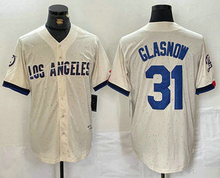 Los Angeles Dodgers #31 Tyler Glasnow Cream Blue 2024 City Connect Limited Stitched Baseball Jersey