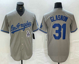 Los Angeles Dodgers #31 Tyler Glasnow Gray Alternate Team Logo Cool Base Jerseys Baseball Jersey