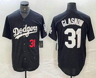 Los Angeles Dodgers #31 Tyler Glasnow Number Black Turn Back The Clock Stitched Cool Base Jersey Baseball Jersey