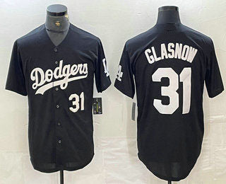 Los Angeles Dodgers #31 Tyler Glasnow Number Black Turn Back The Clock Stitched Cool Base Jerseys Baseball Jersey