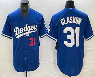 Los Angeles Dodgers #31 Tyler Glasnow Number Blue Stitched Cool Base Jersey Baseball Jersey