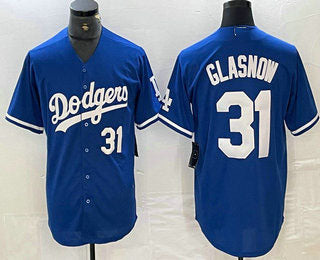 Los Angeles Dodgers #31 Tyler Glasnow Number Blue Stitched Cool Base Jerseys Baseball Jersey